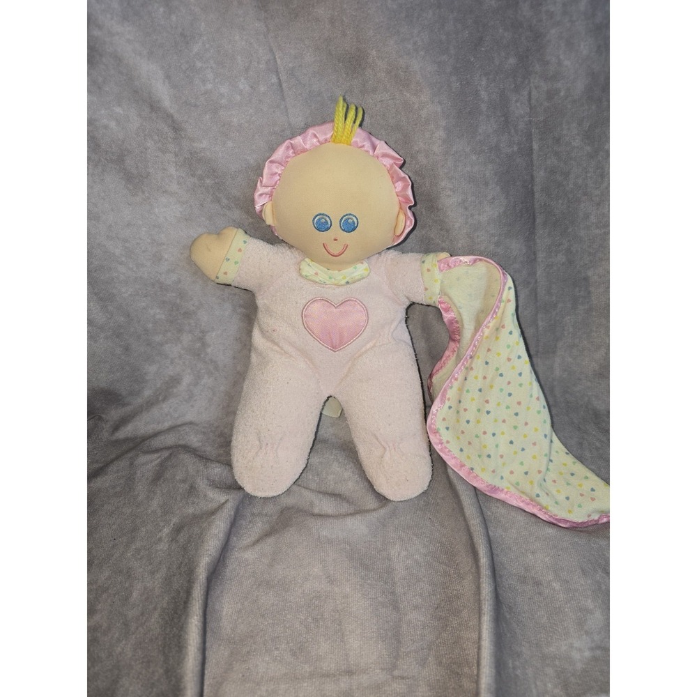 VTG Little Tikes Plush Doll Soft Friend Blanket Baby Lovey Pink Terry Cloth Flaw